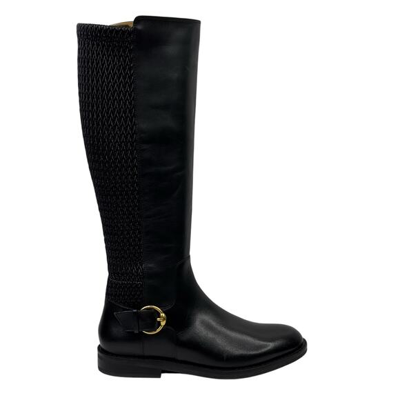 Cole Haan Women's Clover Stretch Tall Boots 6 Riding Buckle Equestrian Black NEW - Picture 1 of 10